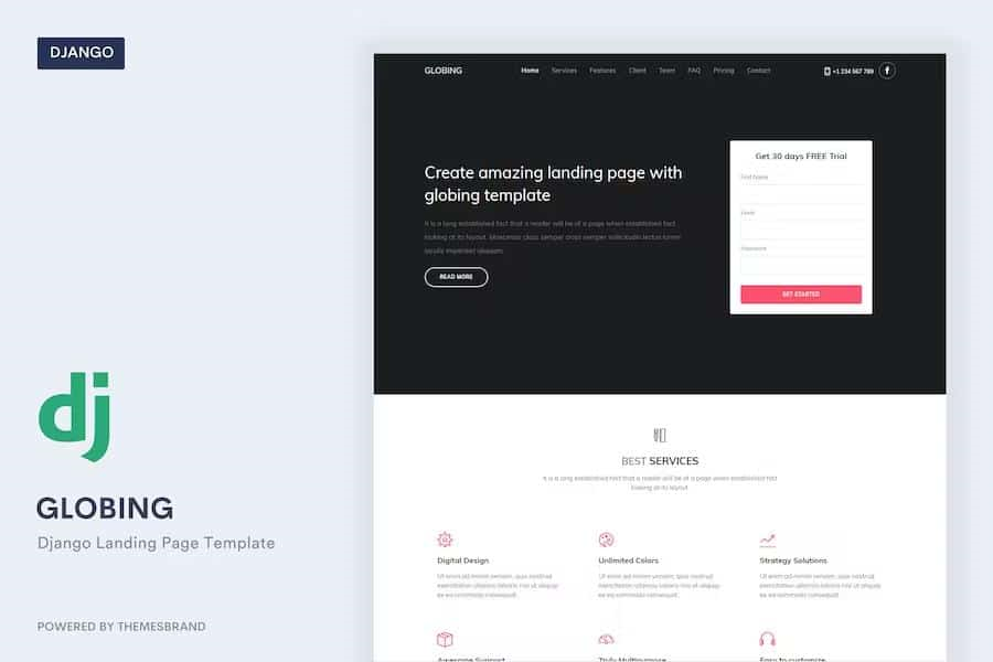 GLOBING – DJANGO LANDING PAGE TEMPLATE